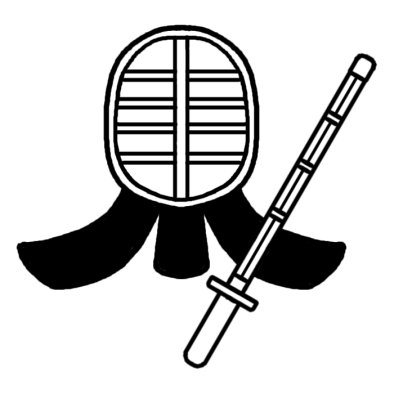 竹刀と面1 剣道 部活動 クラブ活動 運動 学校 無料 白黒イラスト素材